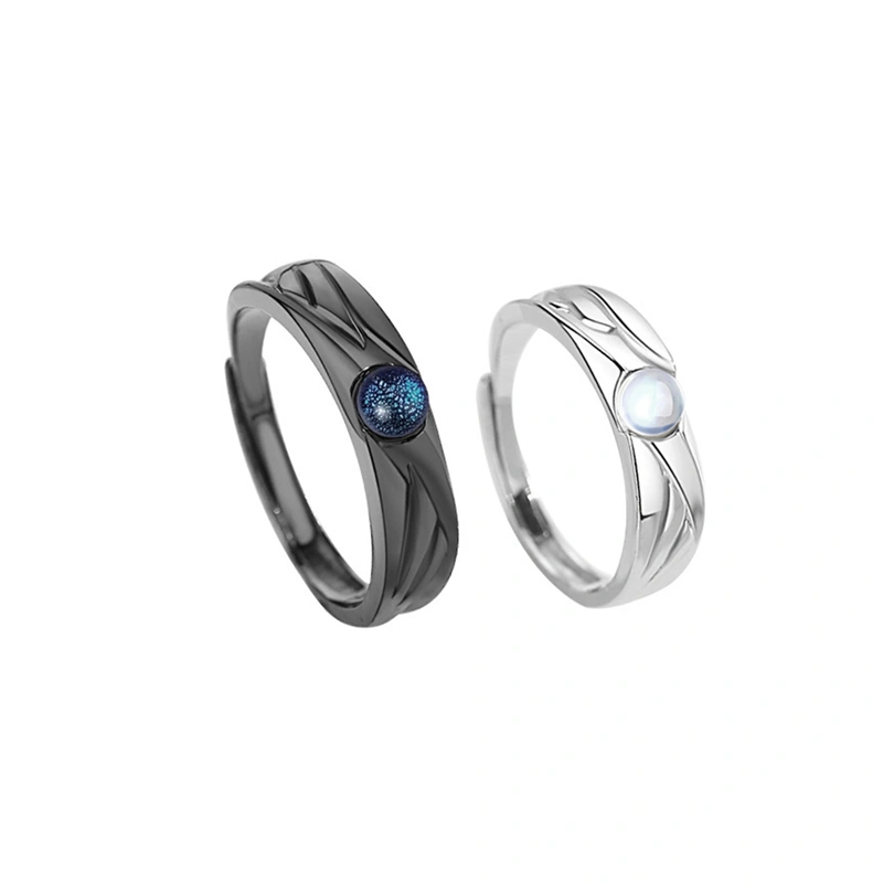 Matching Rings for Couples Adjustable Moonstone Promise Rings 