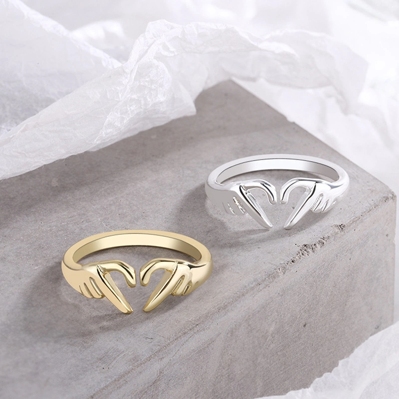 Men Women Heart Ring, Adjustable Open Fashion Ring Jewelry Gift