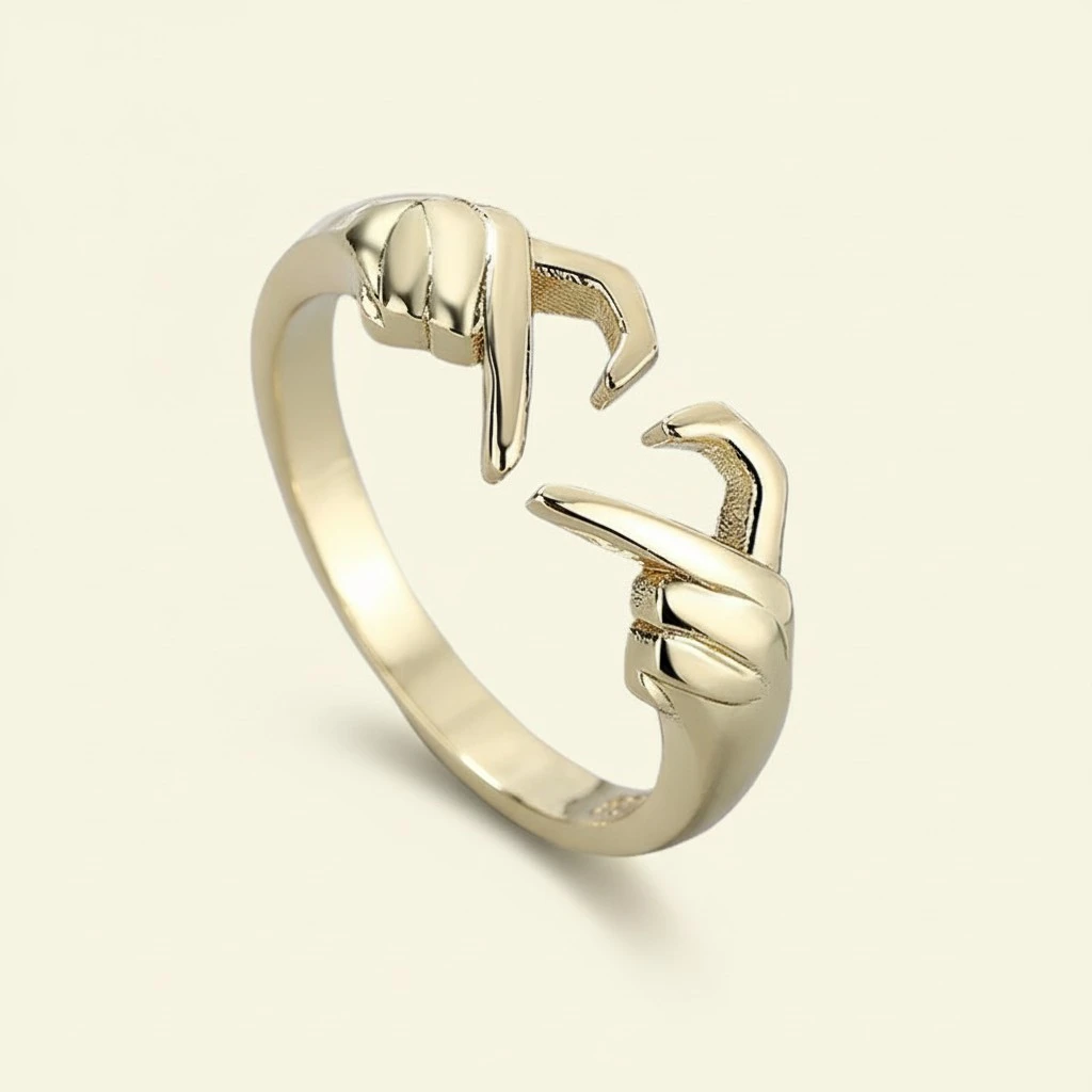 Men Women Heart Ring, Adjustable Open Fashion Ring Jewelry Gift