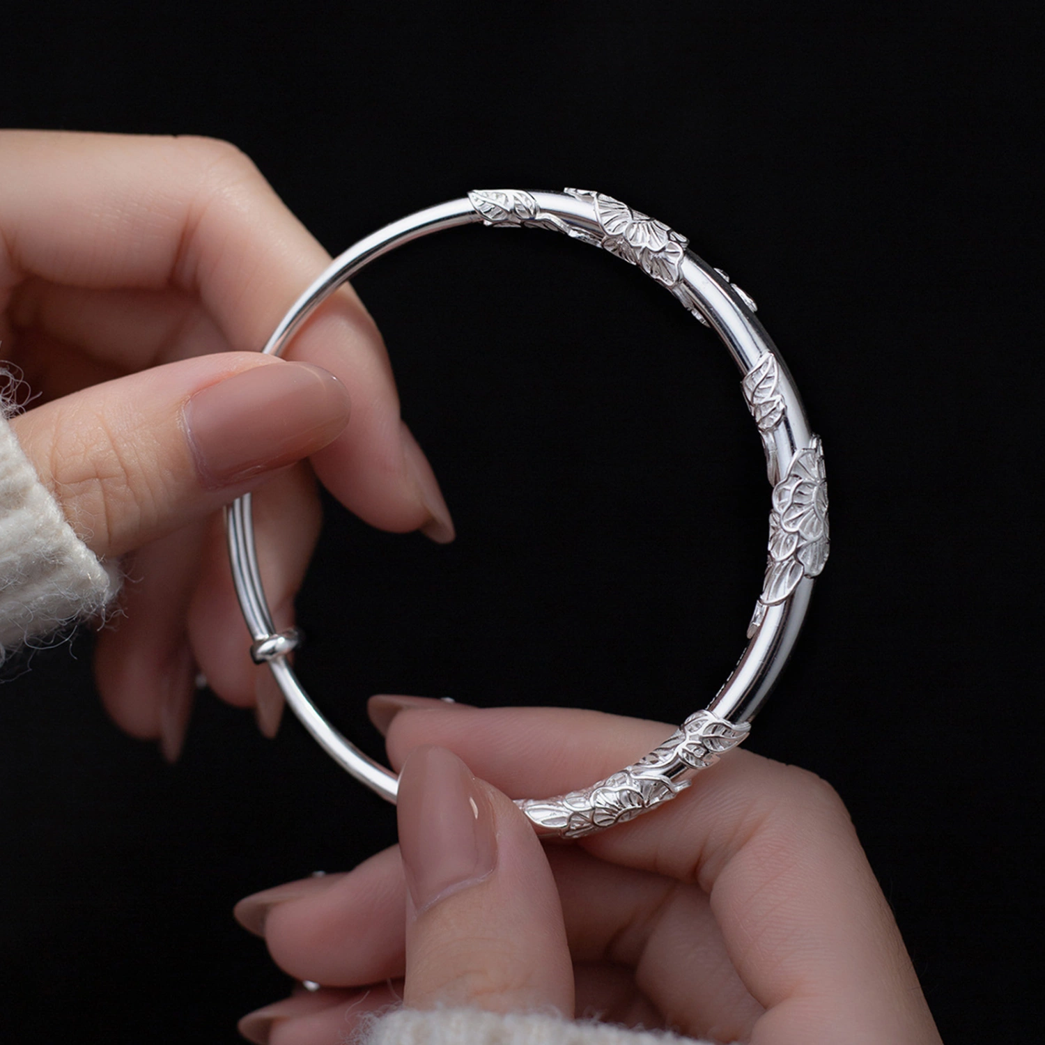 Women's Charm Bangle Bracelet, Sliver Adjustable Bracelets Jewelry