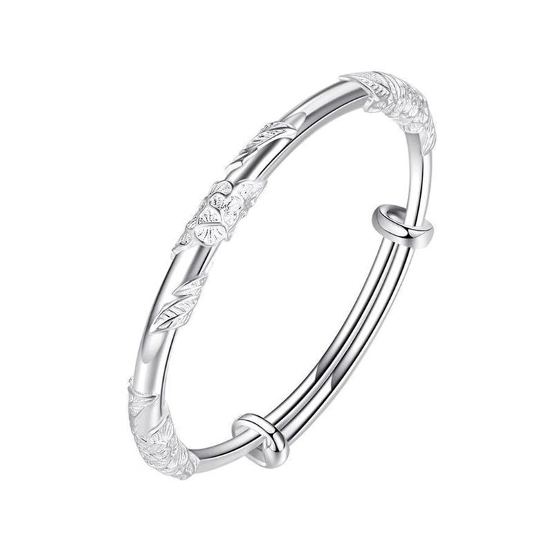 Women's Charm Bangle Bracelet, Sliver Adjustable Bracelets Jewelry