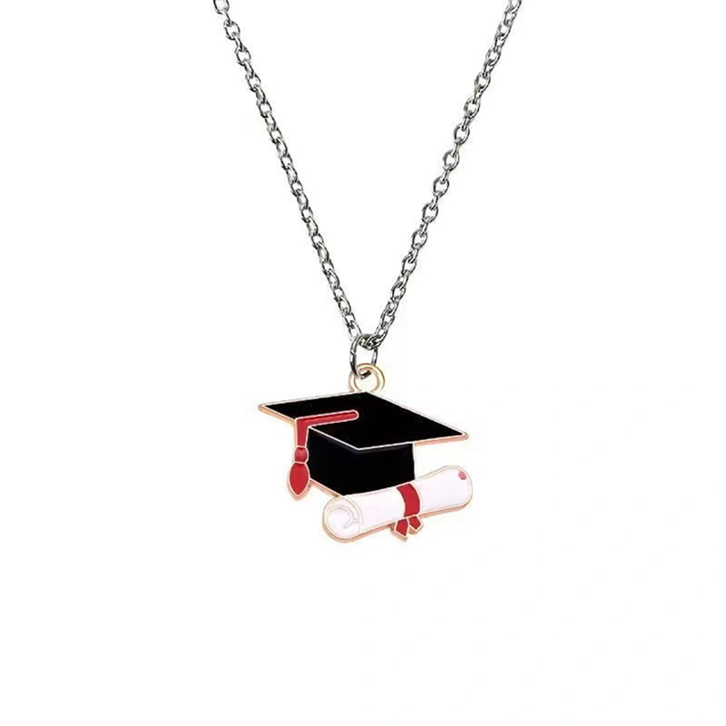 Doctorial Hat Necklace Graduation Choker Bachelor Hat Pendant