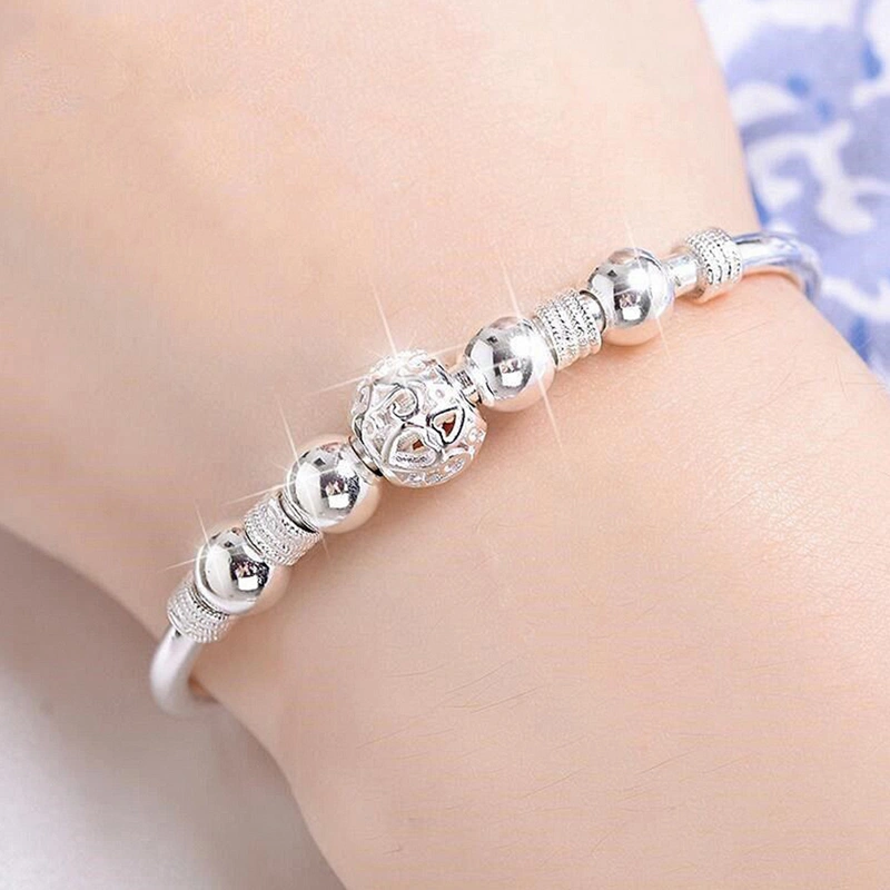 Stackable Beaded Bracelets for Women Boho Wrap Silver Bracelet