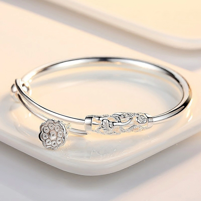 Women Bracelet, Trendy Lightweight Bangle Lotus Jewelry Birthday Gift