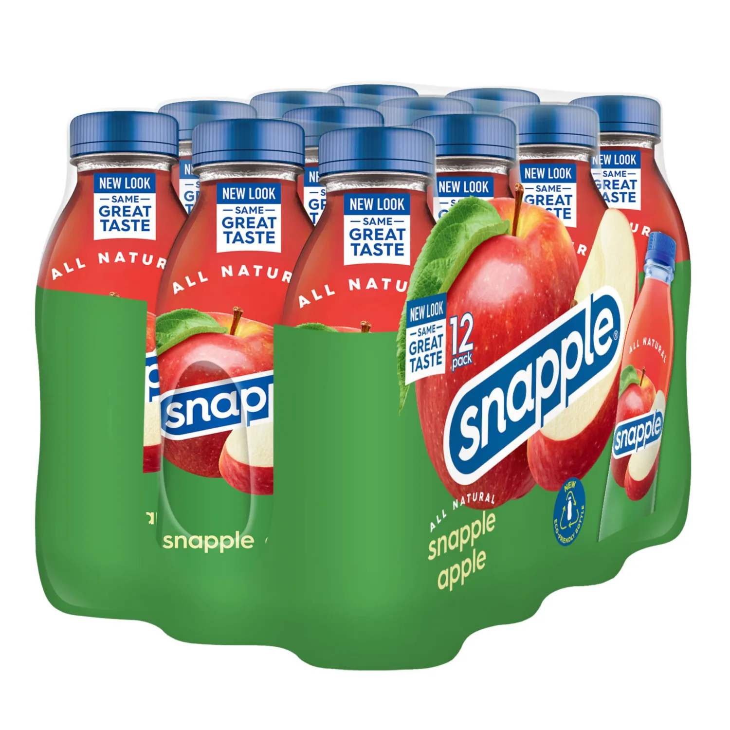 Snapple Apple Juice Drink, 16 fl oz recycled plastic bottle, Pack of 12