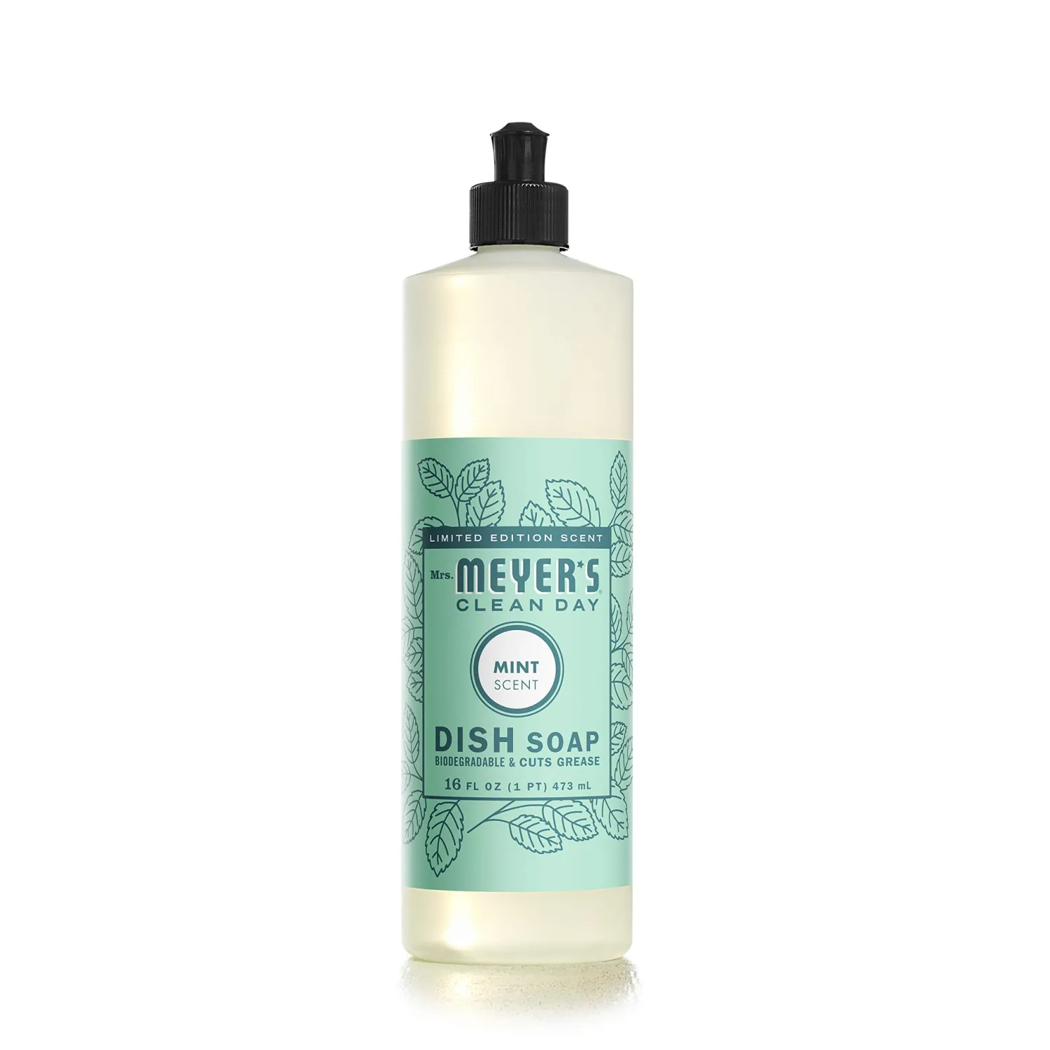 MRS. MEYER'S CLEAN DAY Liquid Dish Soap, Mint Scent 16 Fl Oz (Pack of 2)