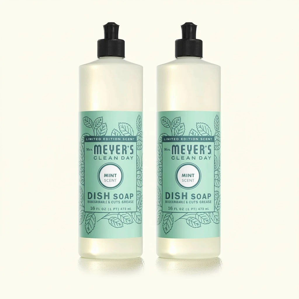 MRS. MEYER'S CLEAN DAY Liquid Dish Soap, Mint Scent 16 Fl Oz (Pack of 2)