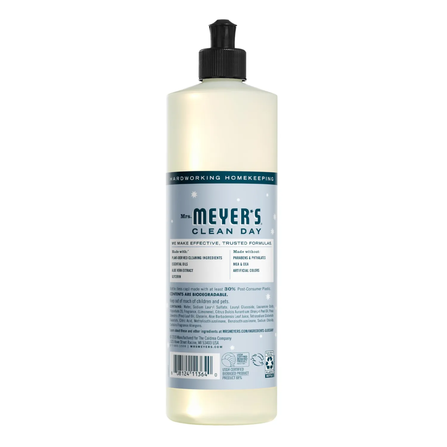MRS. MEYER'S CLEAN DAY Liquid Dish Soap, Biodegradable Formula, Limited Edition Snowdrop, 16 Fl. Oz - Pack of 3