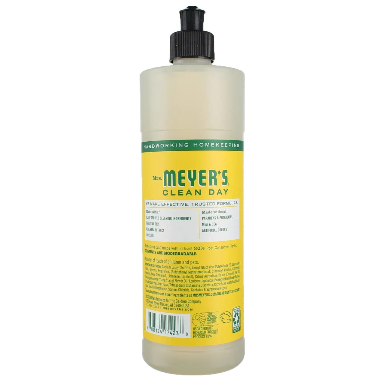Mrs Meyers 17423 16 Oz Honeysuckle Liquid Dish Soap
