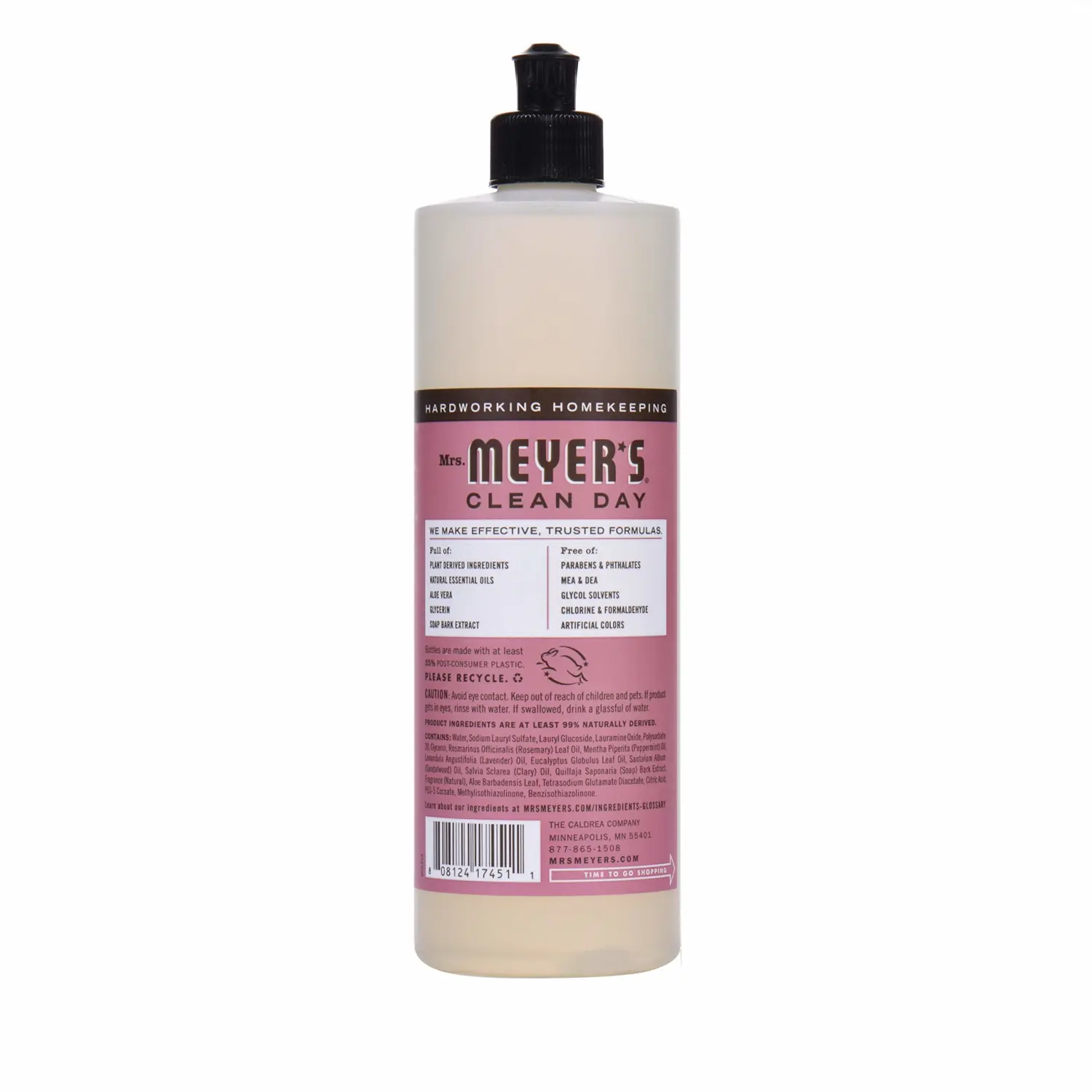 MRS. MEYER'S CLEAN DAY Liquid Dish Soap, Biodegradable Formula, Rosemary, 16 fl. oz