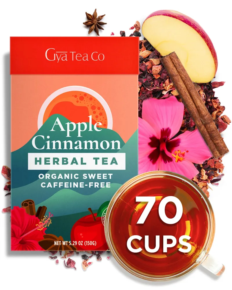 Gya Tea Co Apple Cinnamon Tea Loose Leaf Tea - 5.29 Oz 70 Cups Flavorful Fresh Apple Tea & Spiced Cinnamon Rich in Antioxidants for Daily Wellness - Christmas Tea Gifts Herbal Tea Loose Leaf Fruit Tea