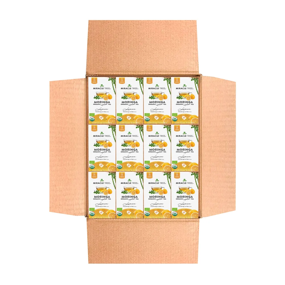 Miracle Tree - 12 Count of Organic Moringa Superfood Tea, 25 Individually Sealed Tea Bags, Lemon (Keto, Detox, Energy/Immunity Booster, Vegan, Gluten-Free, Organic, Non-GMO, Caffeine-Free)