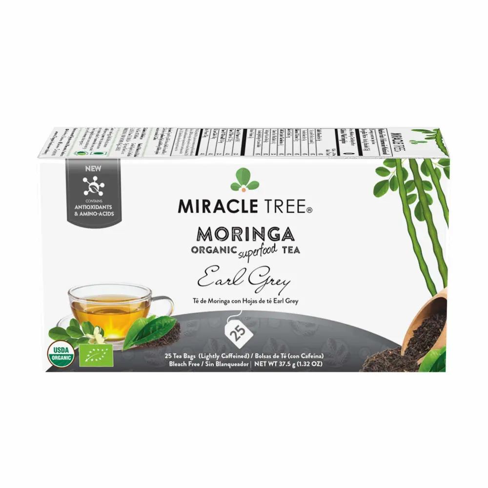 Miracle Tree - Organic Moringa Superfood Tea, 25 Individually Sealed Tea Bags, Earl Grey (Keto, Detox, Energy & Immunity Booster, Vegan, Gluten-Free, Organic, Non-GMO, Caffeine-Free)