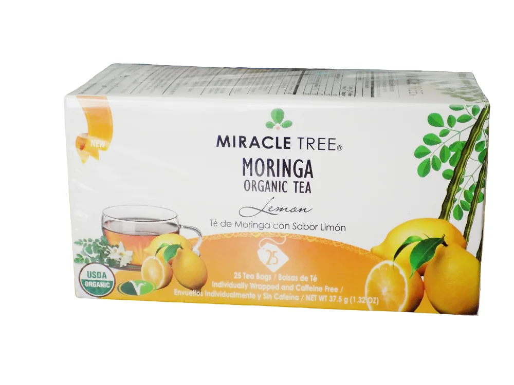 Miracle Tree - 6 Count of Organic Moringa Superfood Tea, 25 Individually Sealed Tea Bags, Lemon (Keto, Detox, Energy/Immunity Booster, Vegan, Gluten-Free, Organic, Non-GMO, Caffeine-Free)