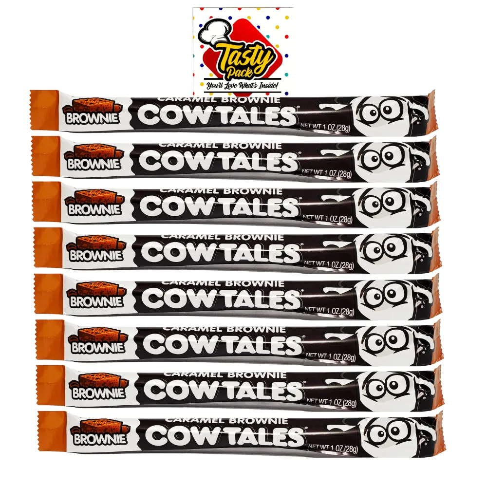 Goetze Cow Tales Tasty Candy Bundle Caramel Brownie 8 Piece Pack with TastyPack Magnet