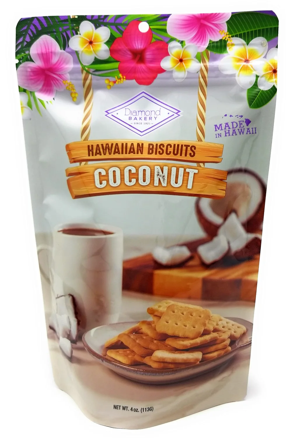 Diamond Bakery Hawaiian Biscuit CookiesCoconut 4 oz (113g) Resealable Pouch