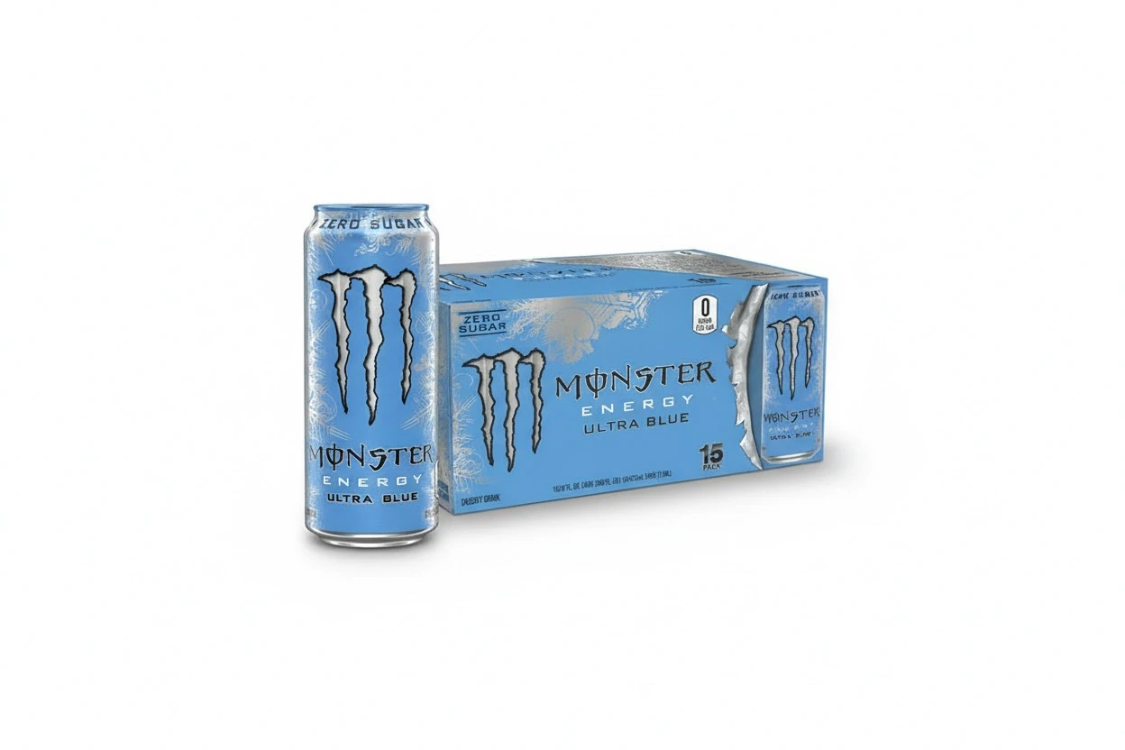 Monster Energy Ultra Blue, Sugar Free Energy Drink, 16 Ounce (Pack of 15)