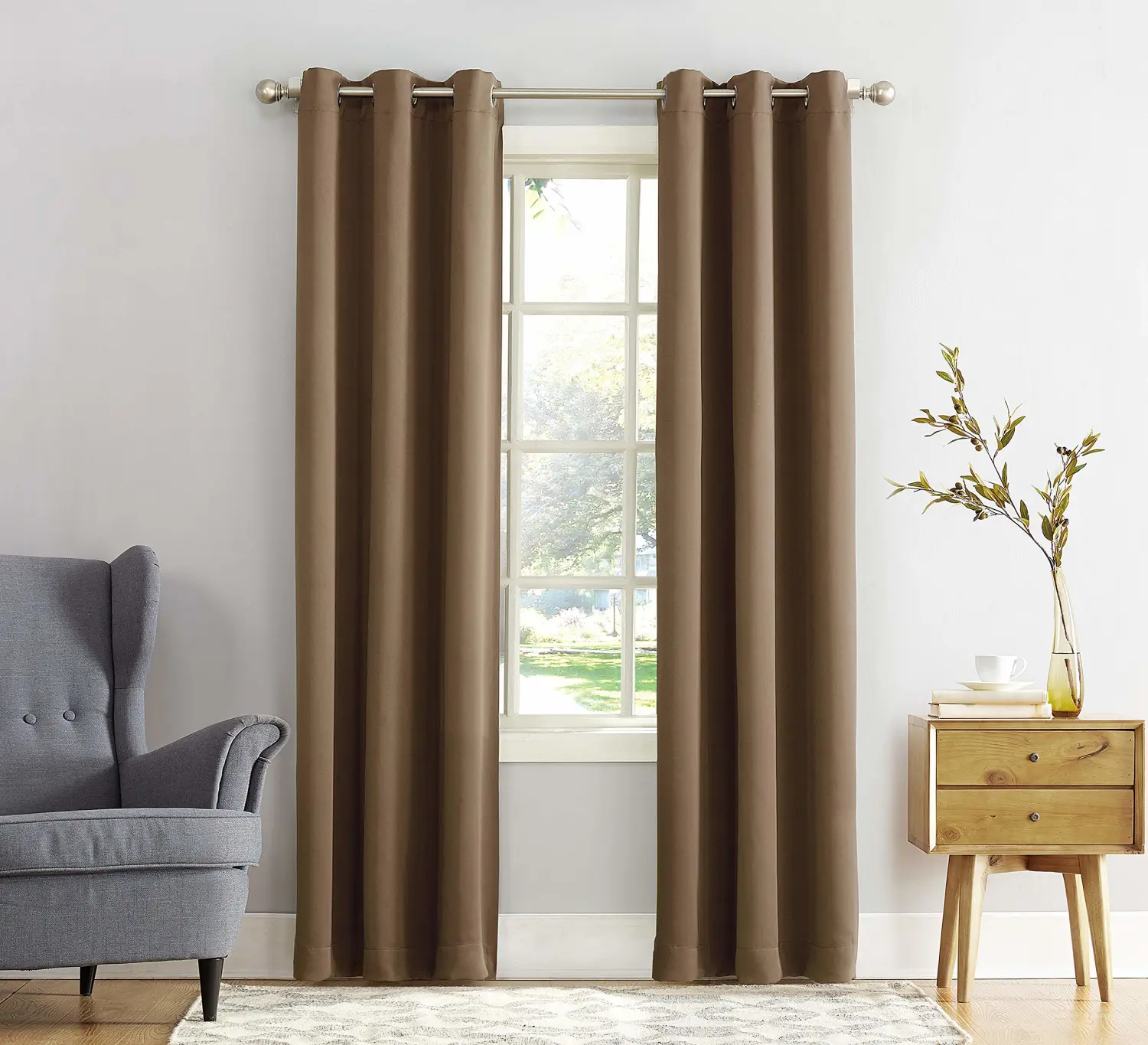 Sun Zero Easton Energy Saving Blackout Grommet Curtain Panel, 40" x 95", Barley