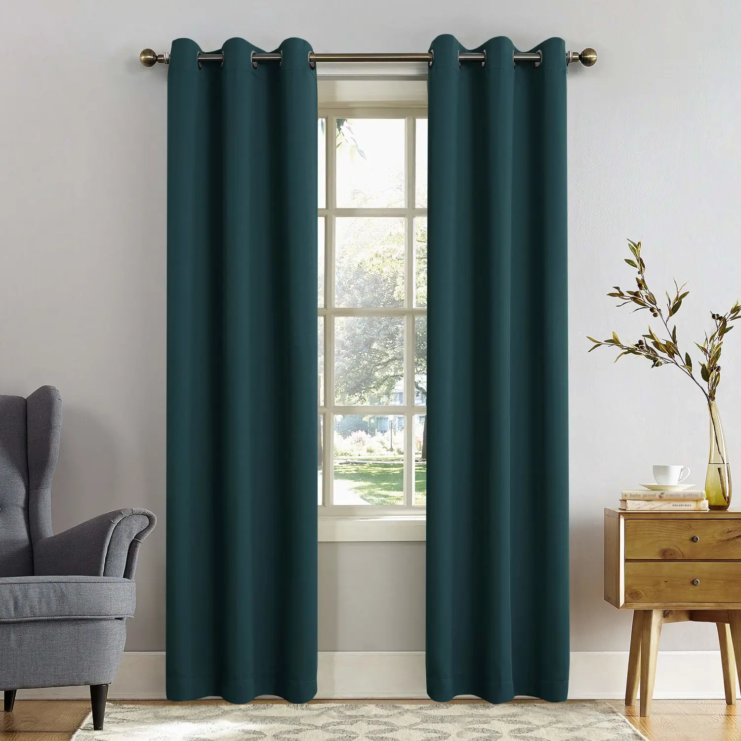 Sun Zero Easton Energy Saving Blackout Grommet Curtain Panel, 40" x 95", Teal