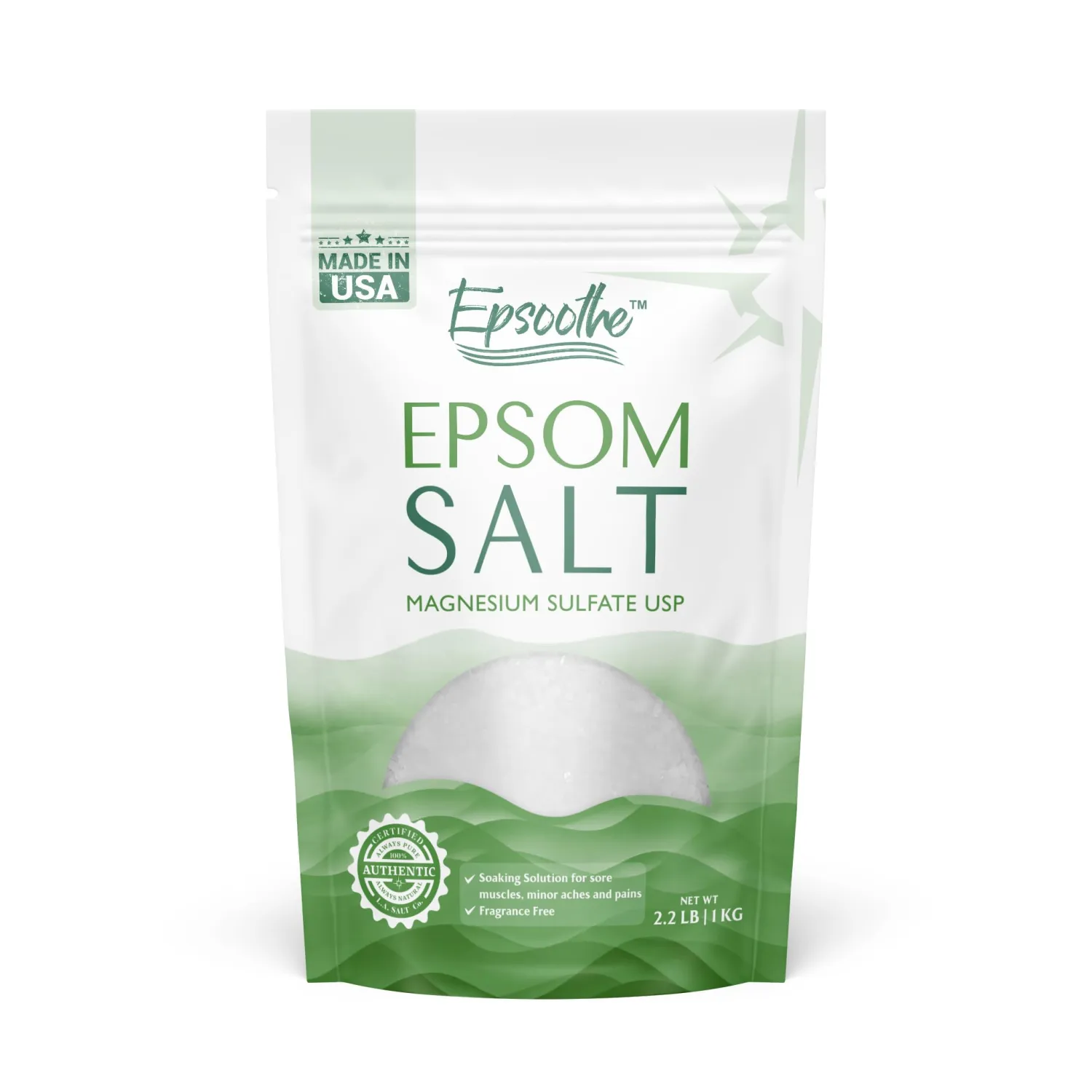 Epsoothe 2.2 Lbs Epsom Salt Bath & Foot Soak and Scrub | Pure & Natural Magnesium Sulfate USP | Relieves Sore Muscles & Joints, Promotes Healing