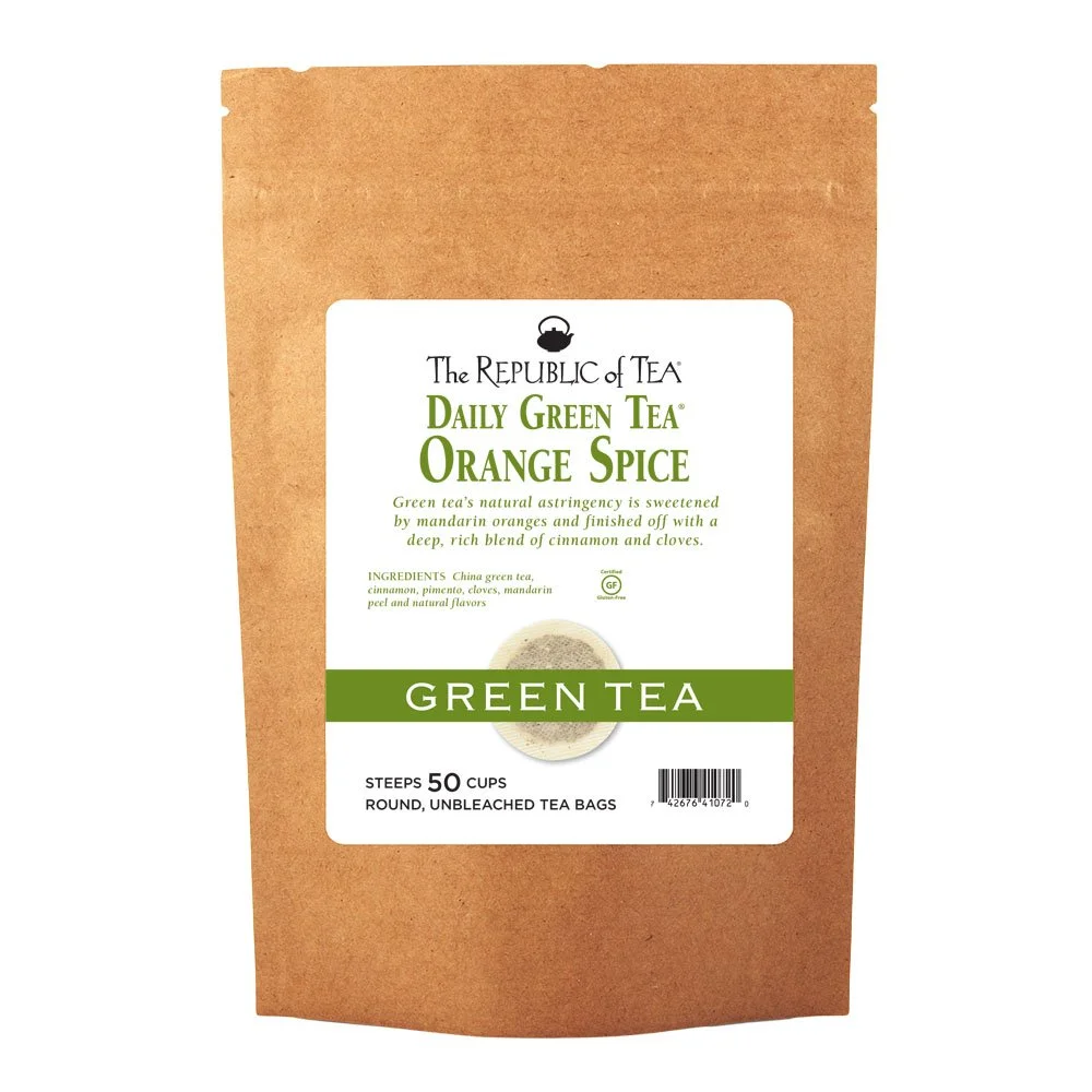 The Republic of Tea Orange Spice Green Tea, 50 Tea Bags (Refill Bag)