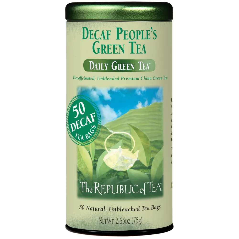 The Republic of Tea - Decaf The Peoples Green Tea, 50 Tea Bags, Tin | Gourmet Tea | Decaffeinated