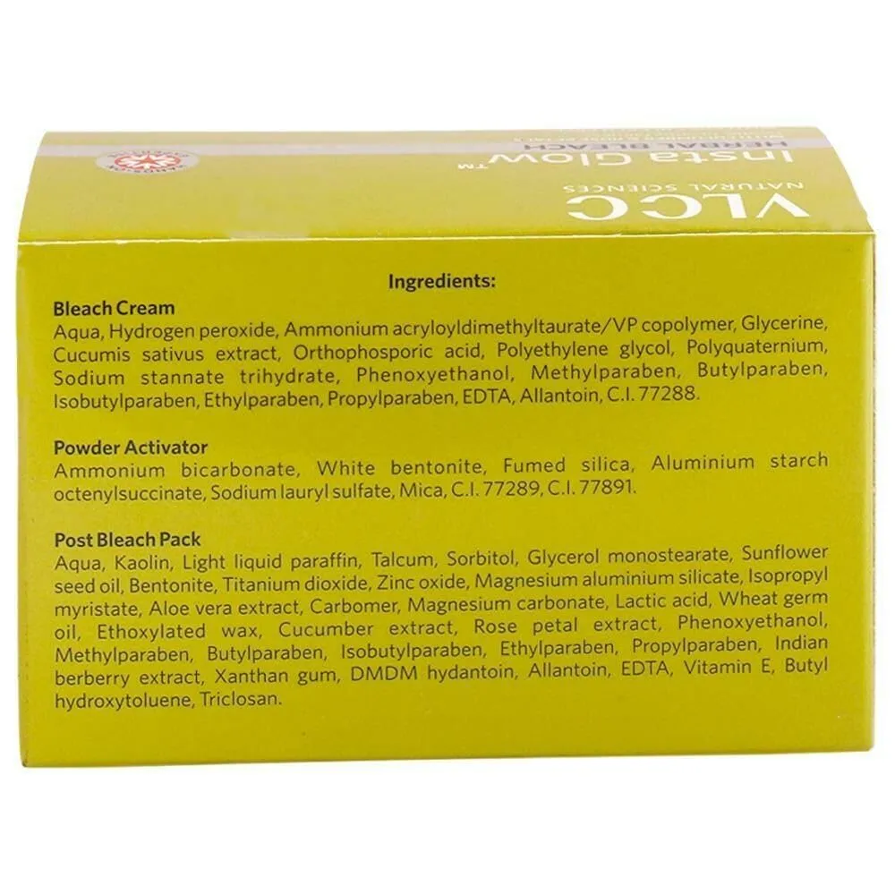 Vlcc Insta Glow Herbal Bleach With Cucumber & Rose Petal For Fairness 54 gm