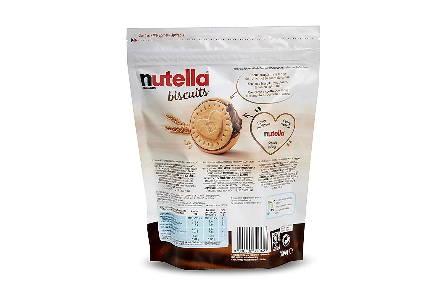 Nutella Sandwich Biscuits 304g Resealable Pouch (1 pack)