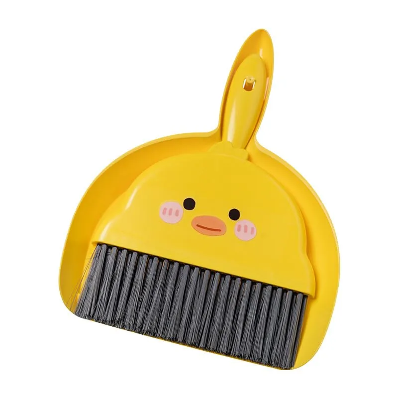 Small Broom and Dustpan Set,1pc Dust Pan and Brush Set,SUP Cute Little Yellow Hand Mini Broom and Dustpan Set,Small dust pan Mini for Tabletop Debris,Keyboards&Clean Pet Cages Guinea Pig Cage(Chick)