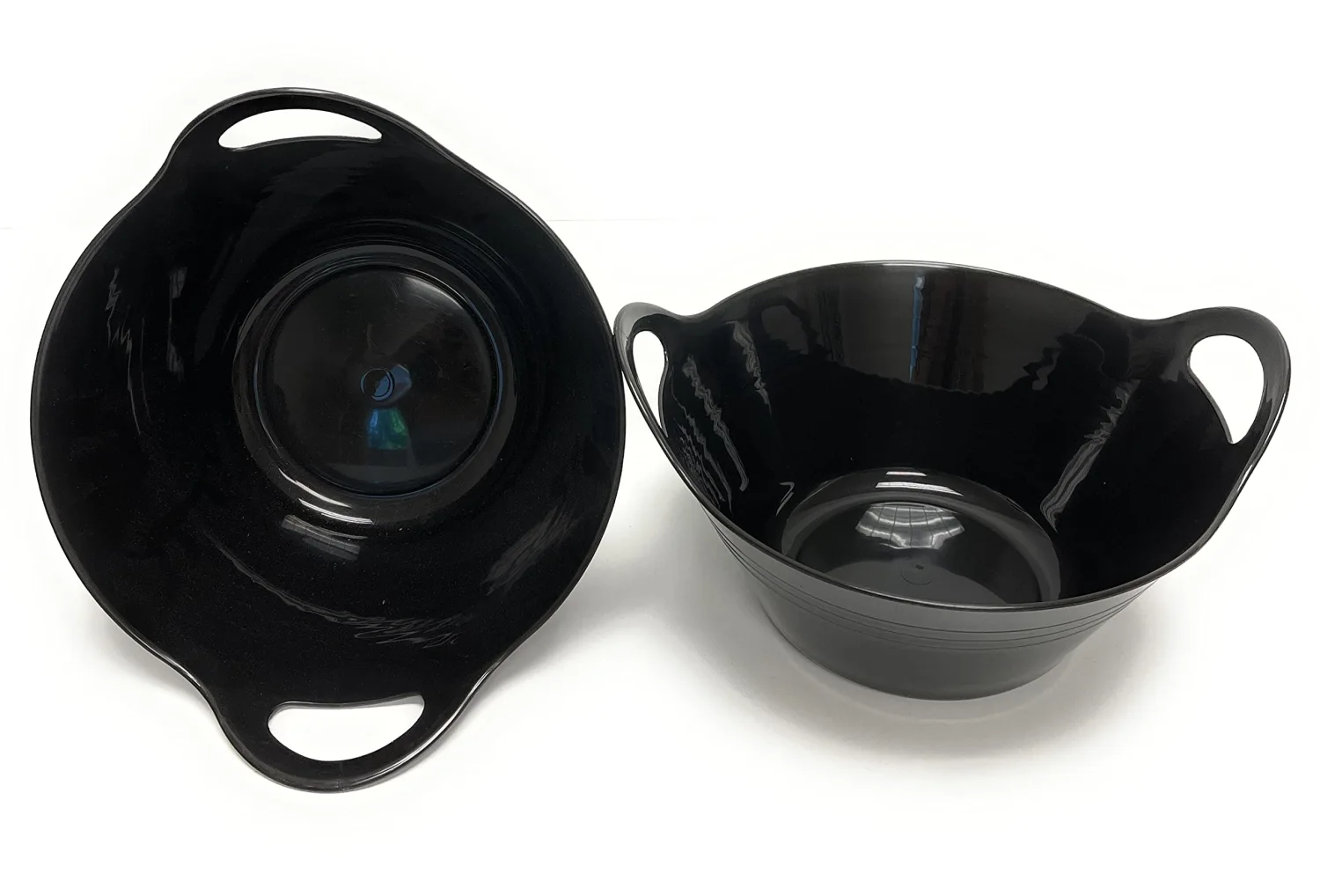 Mintra Home Plastic Bowls with Handles (1.8L Medium 2pk, Black)