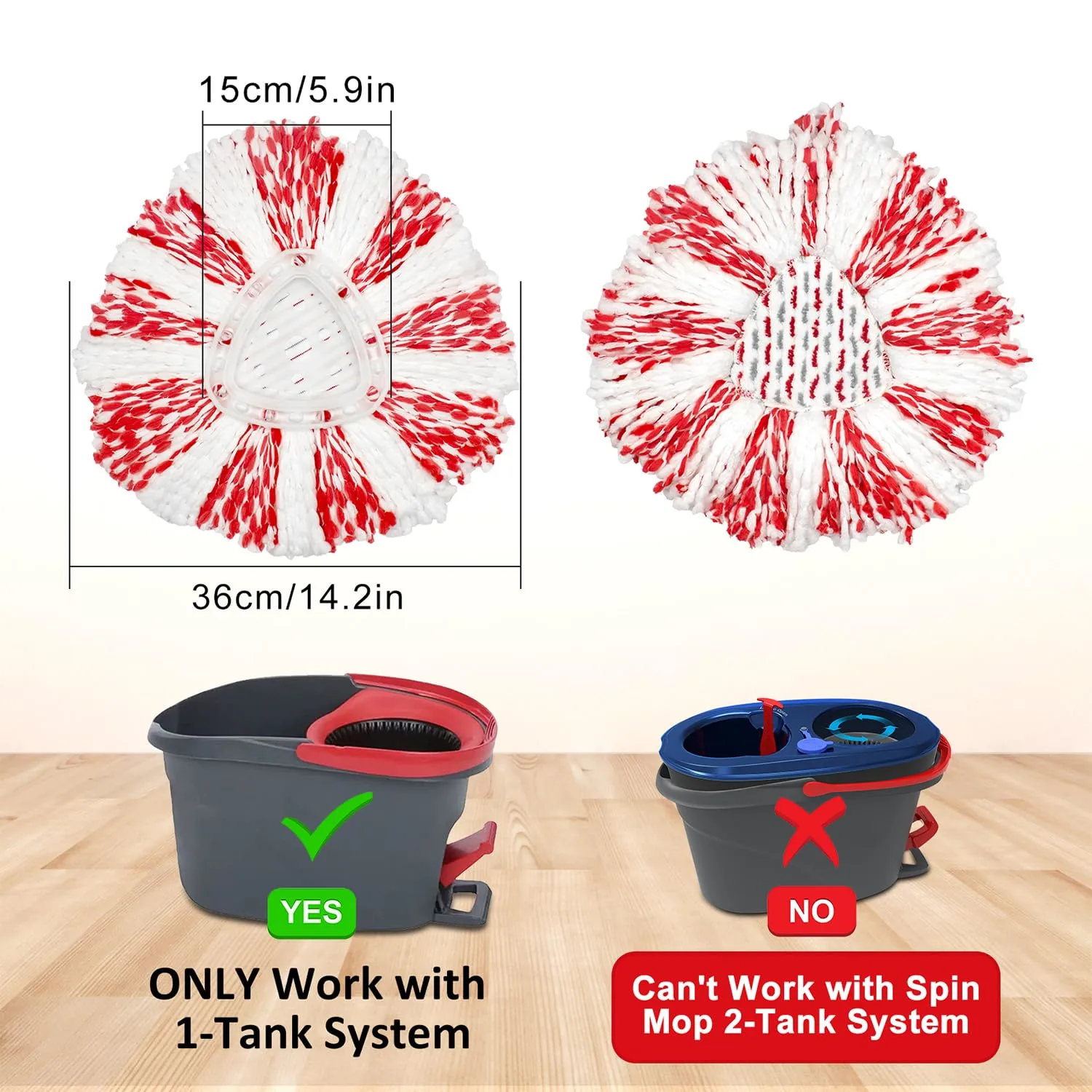 3 Pack Upgraded Deep Clean Refill Compatible with O Ceda EasyWring Spin Mop & Bucket System Microfiber Mop Heads Refill for Oceda Easywring 1 Tank Spin Mop System, 40% More Cleaning Power, Scrub Pad