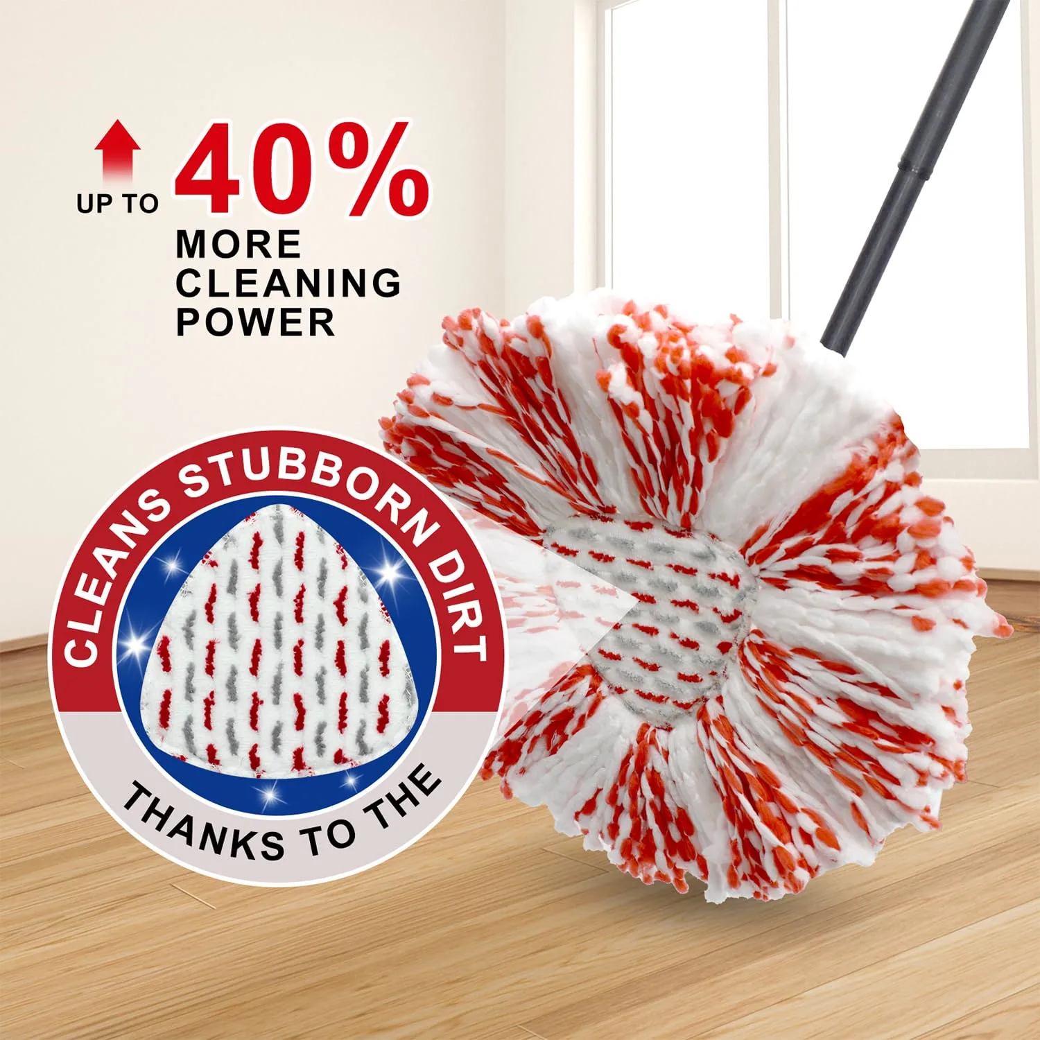 3 Pack Upgraded Deep Clean Refill Compatible with O Ceda EasyWring Spin Mop & Bucket System Microfiber Mop Heads Refill for Oceda Easywring 1 Tank Spin Mop System, 40% More Cleaning Power, Scrub Pad