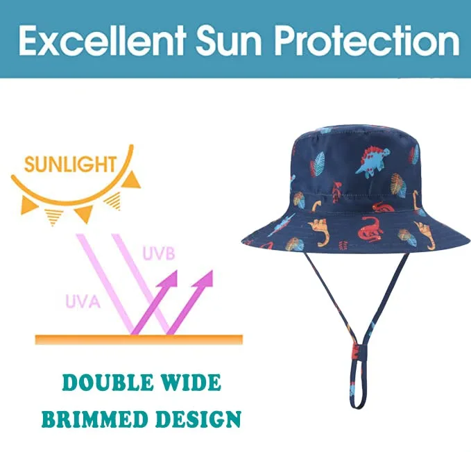 Baby Sun Hat UPF 50+ Sun Protective Toddler Bucket Hat Summer Kids Beach Hats Wide Brim Outdoor Play Hat for Boys Girls