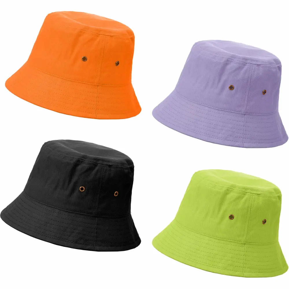 SATINIOR 4 Pieces Cotton Bucket Hat Summer Beach Hat for Packable Travel Fishing Men Women