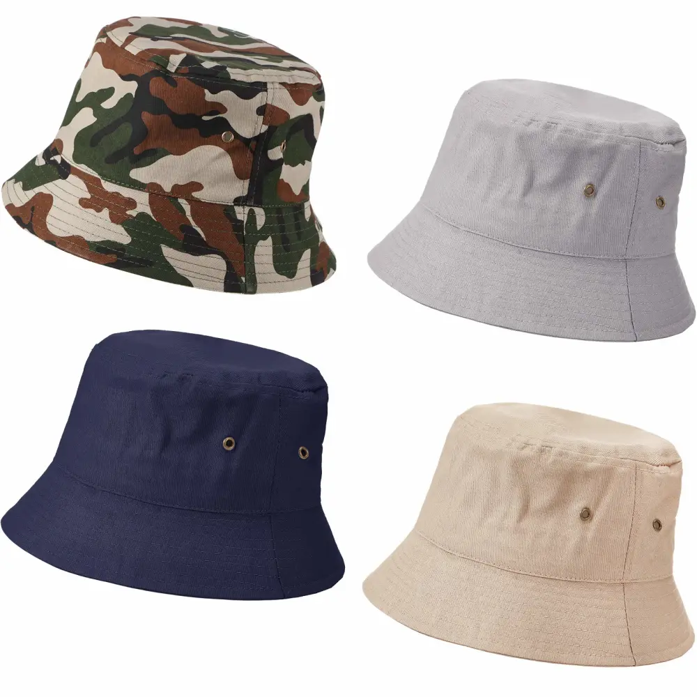 SATINIOR 4 Pieces Cotton Bucket Hat Summer Beach Hat for Packable Travel Fishing Men Women