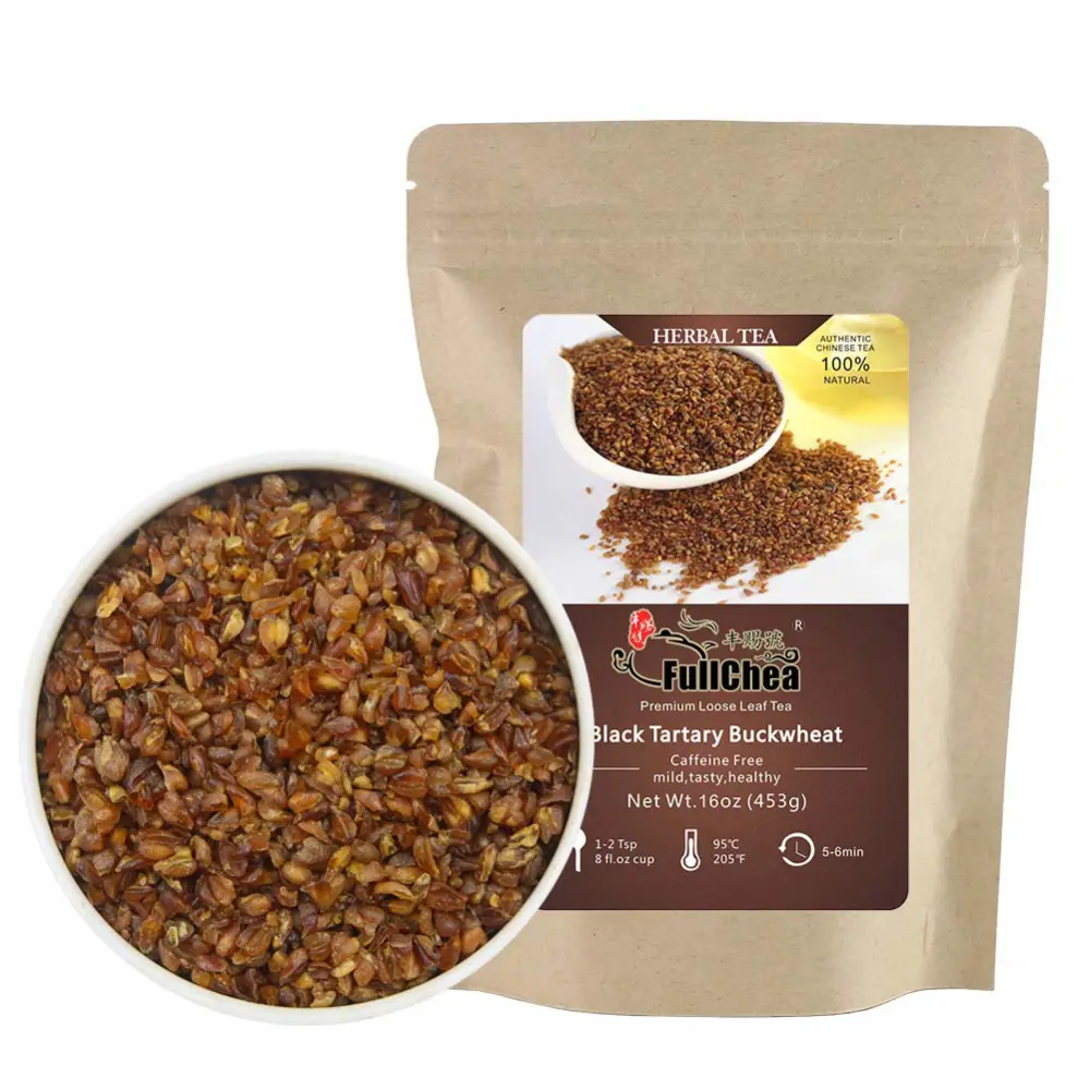 FullChea - Himalayan Tartary Buckwheat Tea - Black Buckwheat - Roasted Buckwheat - Loose Leaf Herbal Tea - Caffeine Free - NON-GMO - Gluten Free - 100% Natural 16oz / 453g