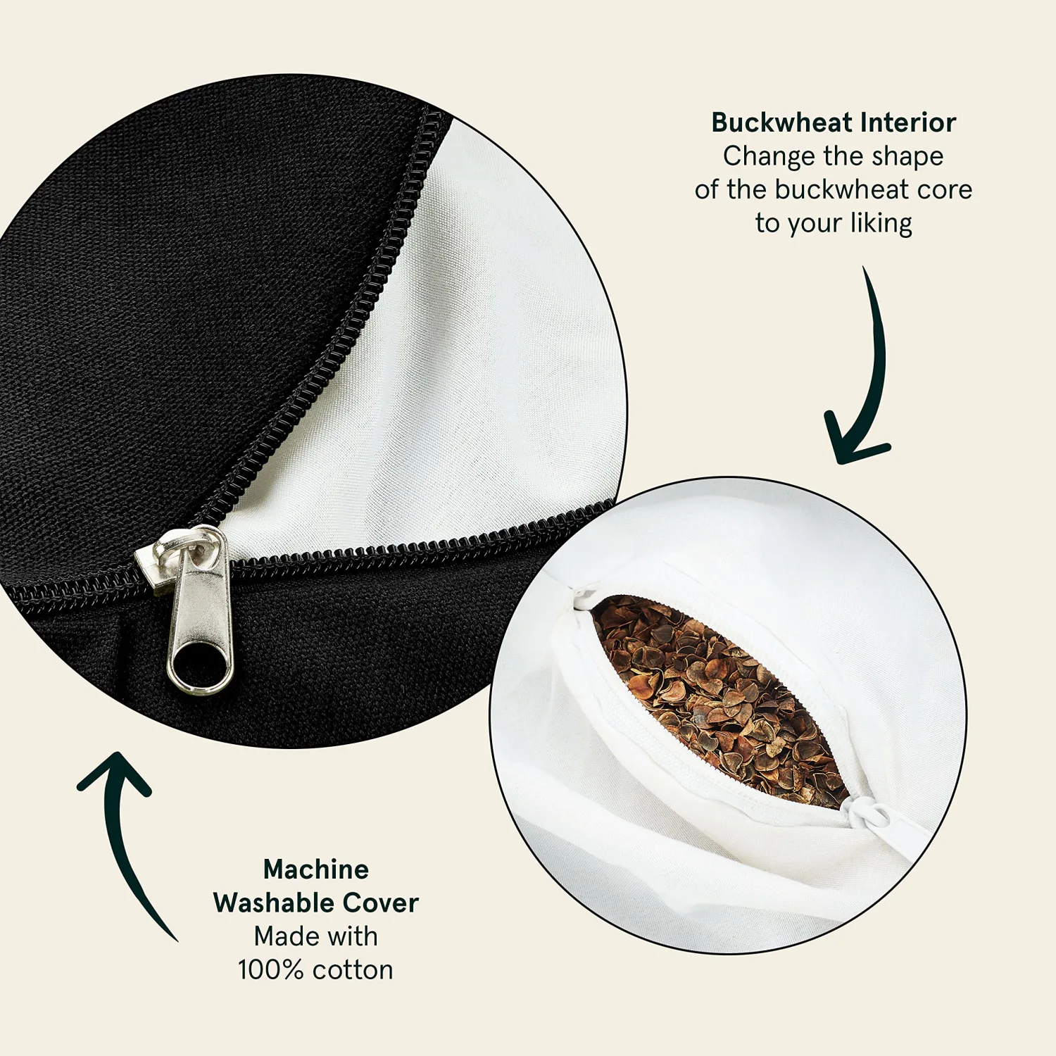 Retrospec Sedona Zafu Meditation Cushion Filled w/Buckwheat Hulls - Yoga Pillow for Meditation Practices - Machine Washable 100% Cotton Cover & Durable Carry Handle, Crescent, Black