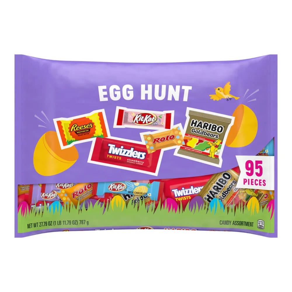 HERSHEY's Assorted Flavored, Easter Basket Easter Candy Variety Bag, 27.79 oz (95 Pieces)