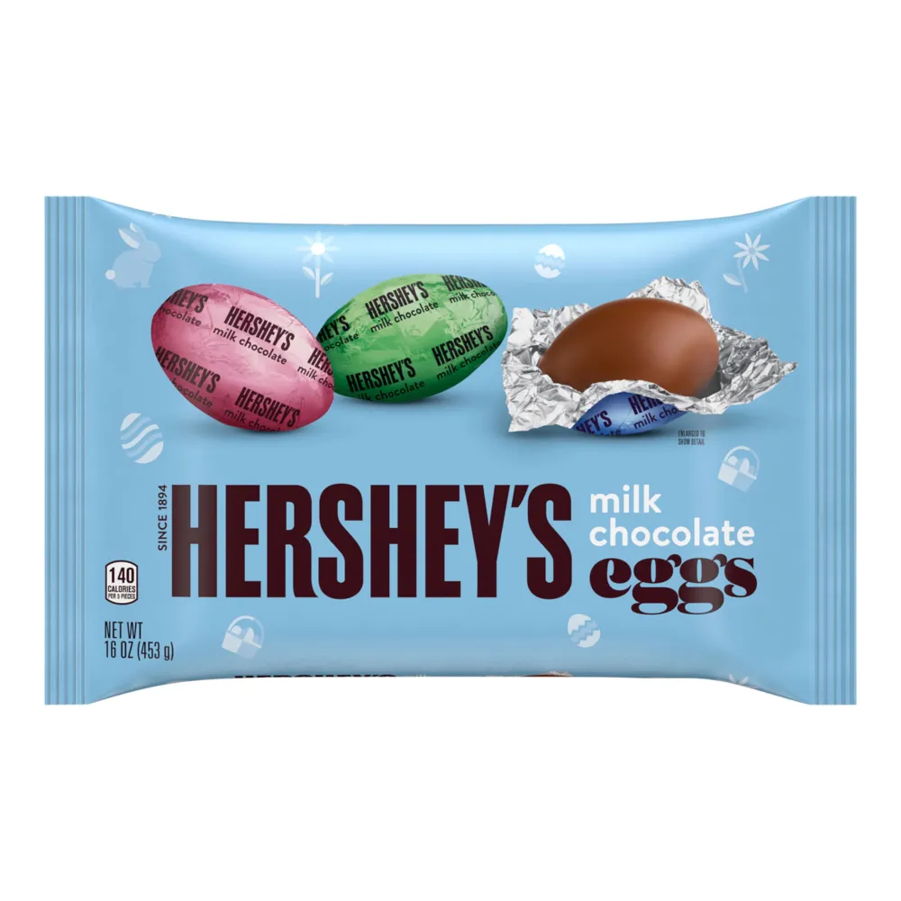 HERSHEY'S Milk Chocolate Eggs, Easter Candy Bag, 16 oz