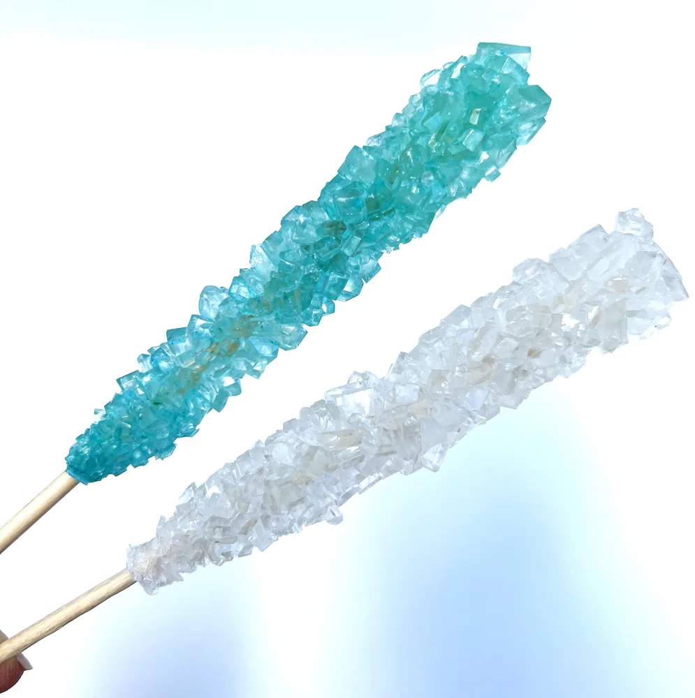 Classic Rock Candy Sticks, Sugar Rock Crystal Lollipops, Individually Wrapped (Pack of 18, Baby Boy (Light Blue & White))