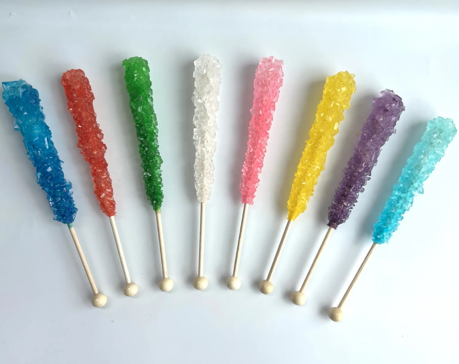 Classic Rock Candy Sticks, Sugar Rock Crystal Lollipops, Individually Wrapped (Pack of 12, Rainbow Assorted Flavors)