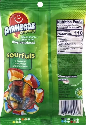 Airheads Xtremes Sour Rainbow Berry Chewy Candy Pieces Log Fruit Chew 6 Oz - 0073390009131
