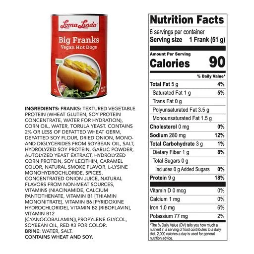 Loma Linda - Plant-Based - Big Franks (15 oz.) (Pack of 3)