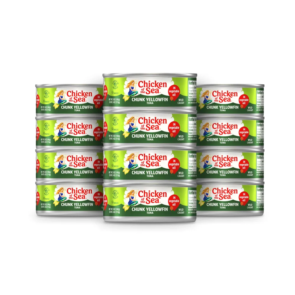 Chicken of the Sea Chunk Yellowfin Tuna in Vegetable Oil, 5 oz. Cans (Pack of 12), Wild Caught Canned Tuna