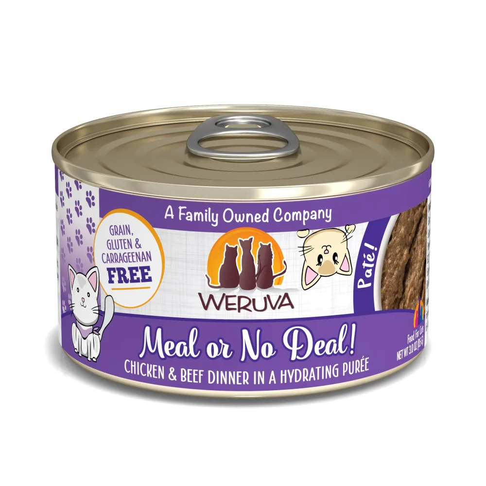 Weruva Classic Cat Paté, Meal or No Deal! with Chicken & Beef, 3oz Can (Pack of 12)