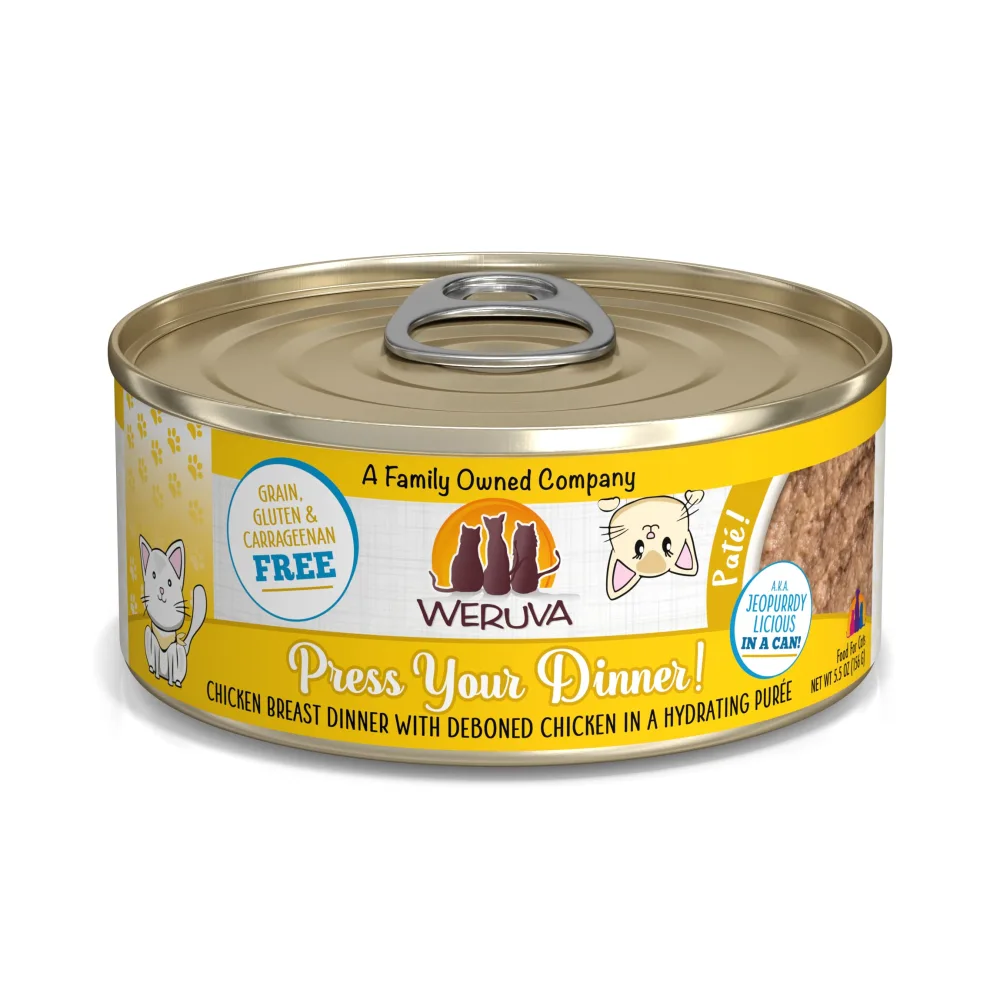 Weruva Classic Cat Paté, Press Your Dinner with Chicken, 5.5oz Can (Pack of 8)