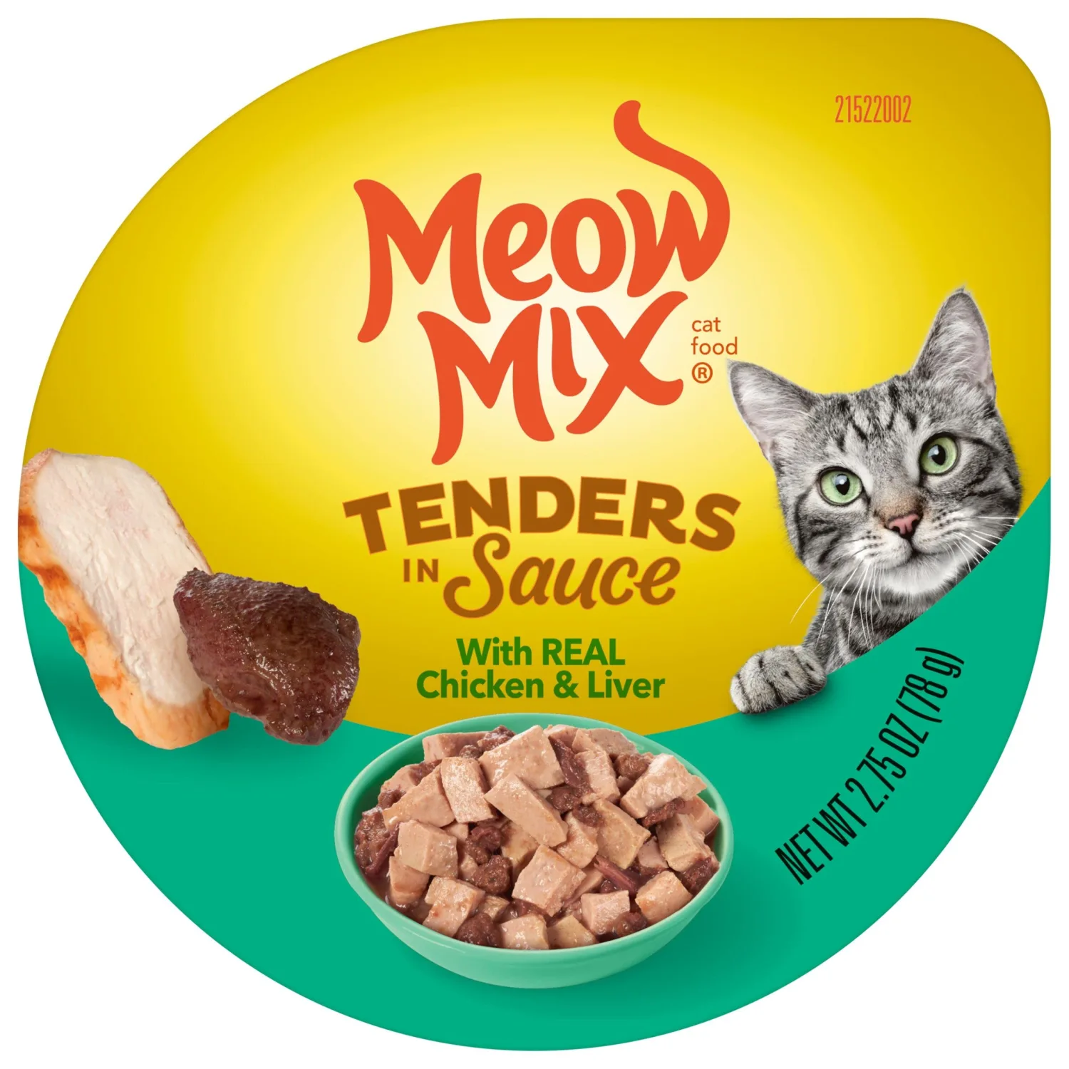 Meow Mix Tenders in Sauce Wet Cat Food, Chicken & Liver, 2.75 Ounce Cup (Pack of 12)