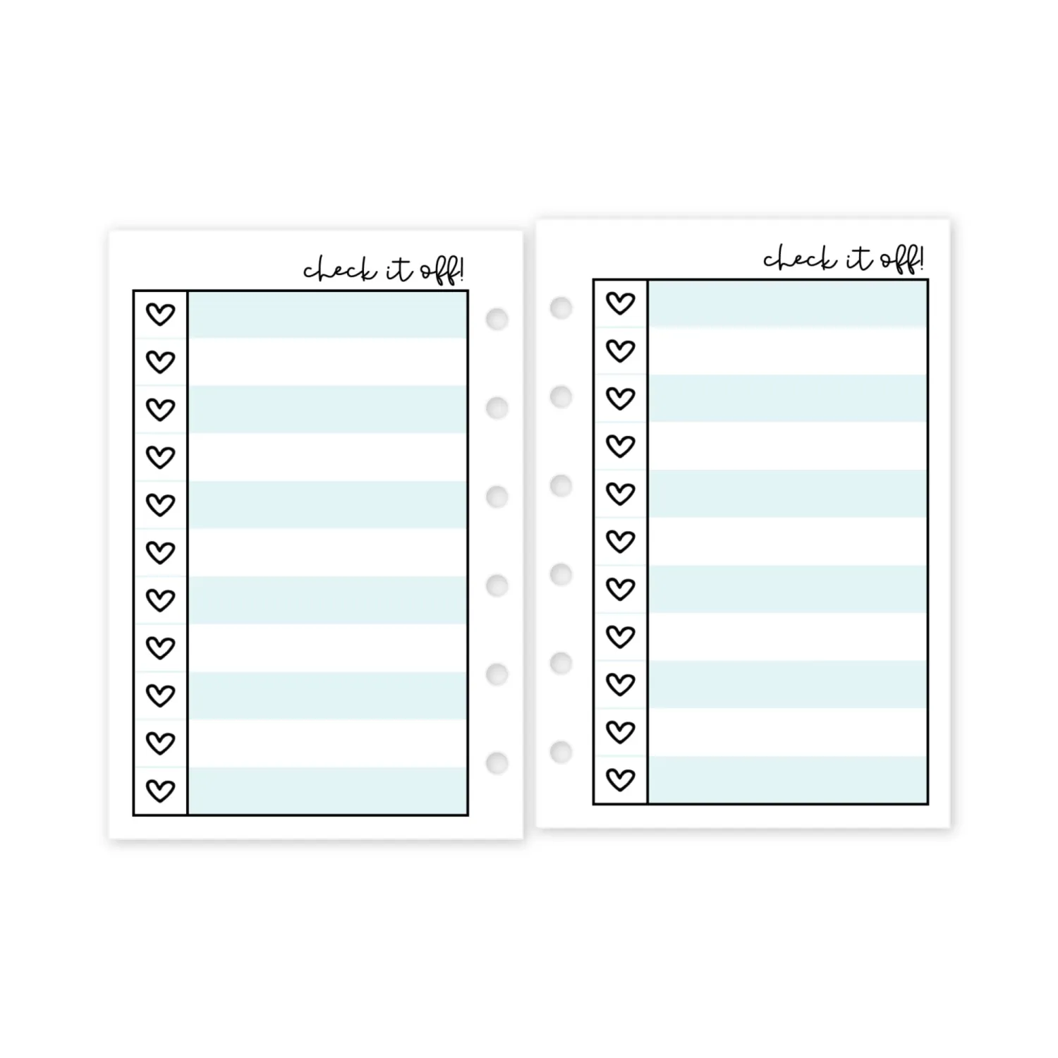 Pocket Heart Checklist Planner Insert Refill, Fits 6-Ring Binders, 3.2 x 4.7 inches, Your Choice of Quantity (Sky)