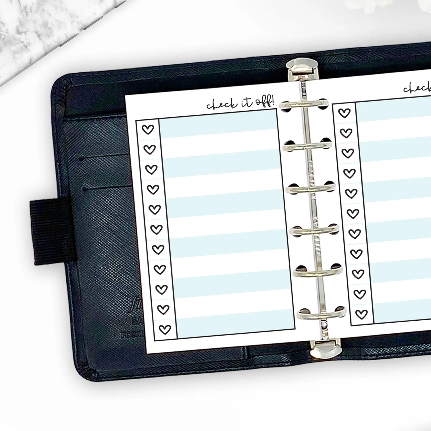 Pocket Heart Checklist Planner Insert Refill, Fits 6-Ring Binders, 3.2 x 4.7 inches, Your Choice of Quantity (Sky)