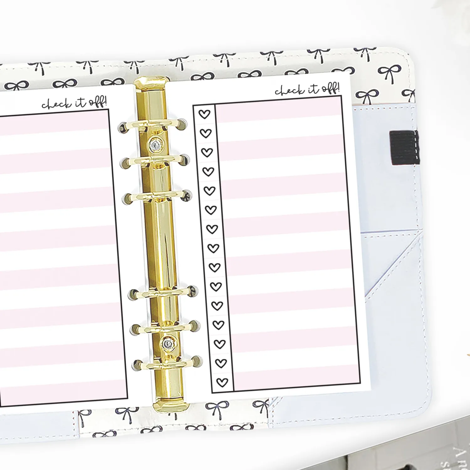 Personal Heart Checklist Planner Insert Refill, 3.74" x 6.73" / 95mm x 171mm, Pre-Punched, Fits 6-Ring Binders, Your Choice of Quantity (Bubblegum)
